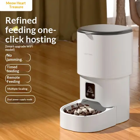 Lucky Paws Automatic Pet Feeder WiFi APP Remote Visible Control Timed Quantitative Anti Jam Dual Power Supply For Cats And Dogs