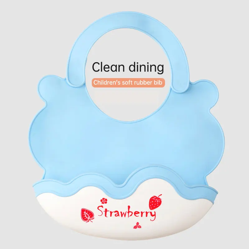 Waterproof Food Grade Silicone Baby Bibs Cartoon Print Adjustable Children Feeding Bibs Oil-proof and Dirty-proof Kids Care