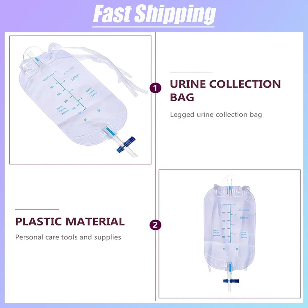 

5pcs 500ml Catheter Drainage Urine Bag Patient Postoperation Adult Type PVC Urine Bags Leg Binding Vacuum Urological Consumables