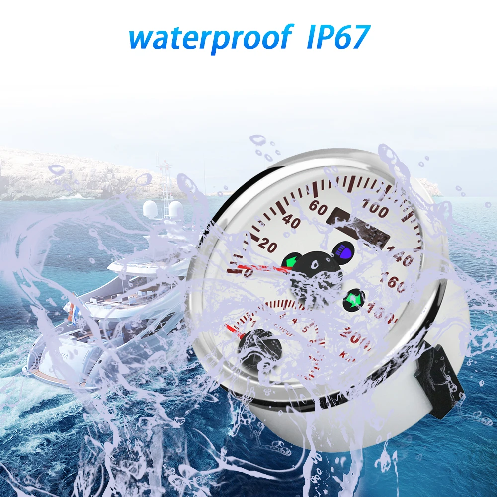 

Waterproof Marine 85mm GPS Speedometer 0-200km/h with Tachometer 0-8000RPM with Red Backlight and GPS Antenna for Car Boat