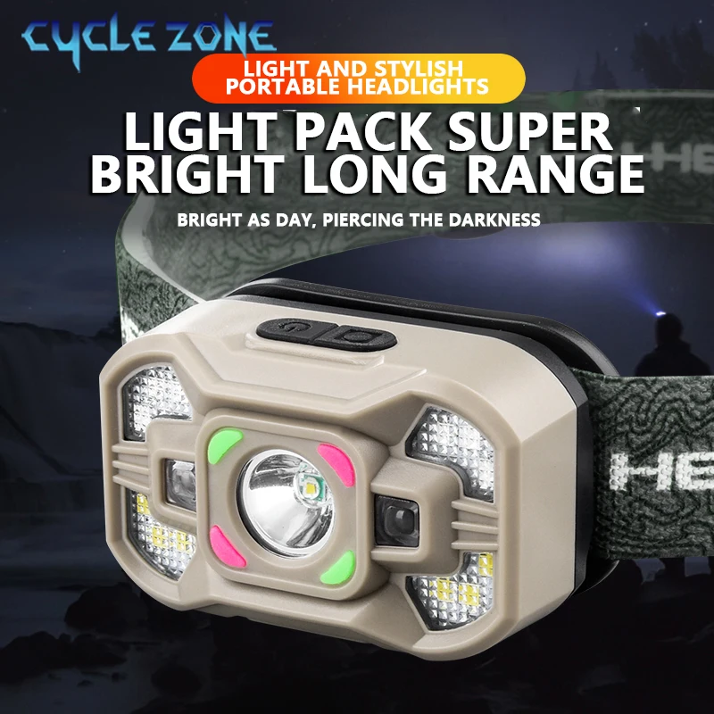 Rechargeable LED Headlamp Induction Headlight 5 Modes Fishing Head Torch Head Flashlight Night Work Lamp Outdoor Camping Lantern