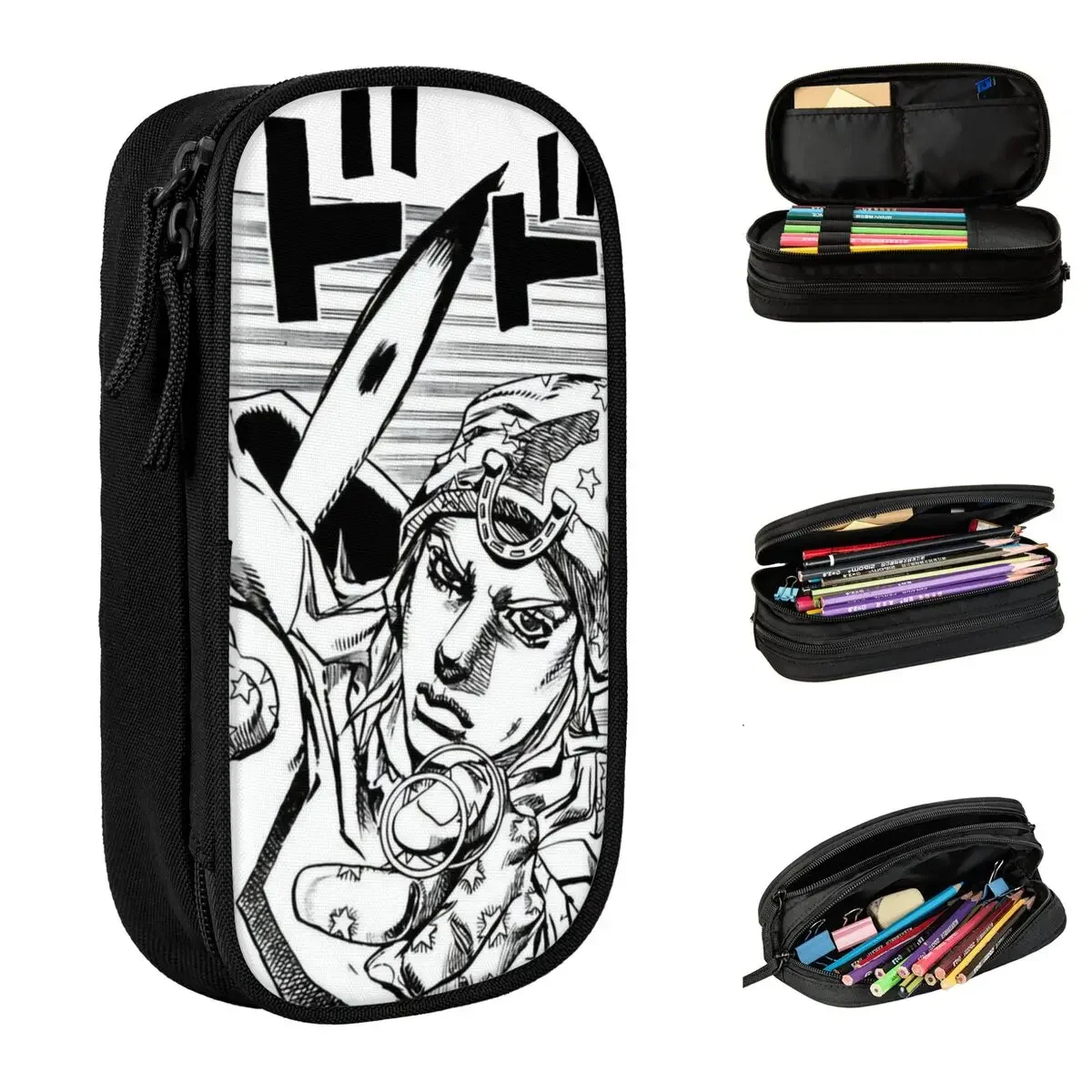 

New JJBA Anime Pencil Case Kujo Jotaro Pencilcases Pen Holder for Student Large Storage Bag School Supplies Gift Accessories