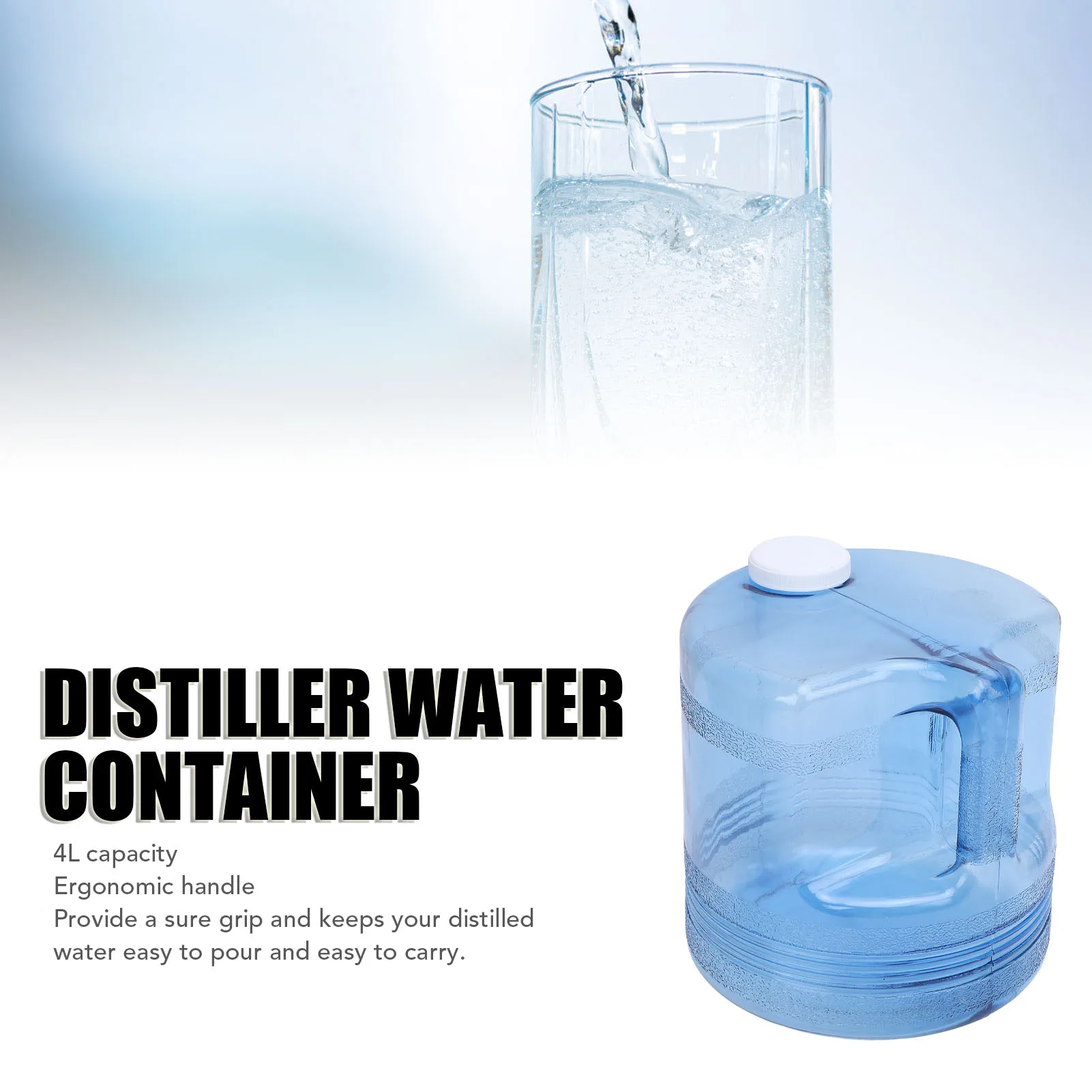 Distiller Water Container Portable 4L Easy To Pour Distilled Water Bottle Jug Anti Crack Shockproof for Home Beauty Countertop