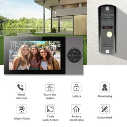 7 Inch HD Intelligent Video Intercom Doorbell Apartment Private Residential Video Doorbell Monitoring System