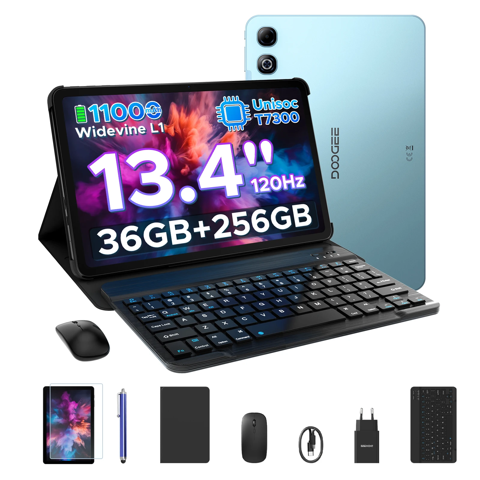 DOOGEE U13 Pro Tablet PC 2 in 1 Gemini AI Schermo da 13,4" Android 16 Batteria da 11000mAh 36GB RAM (6+30) 256GB ROM Widevine L1 Supporto Netflix Edizione VIP con Tastiera e Mouse