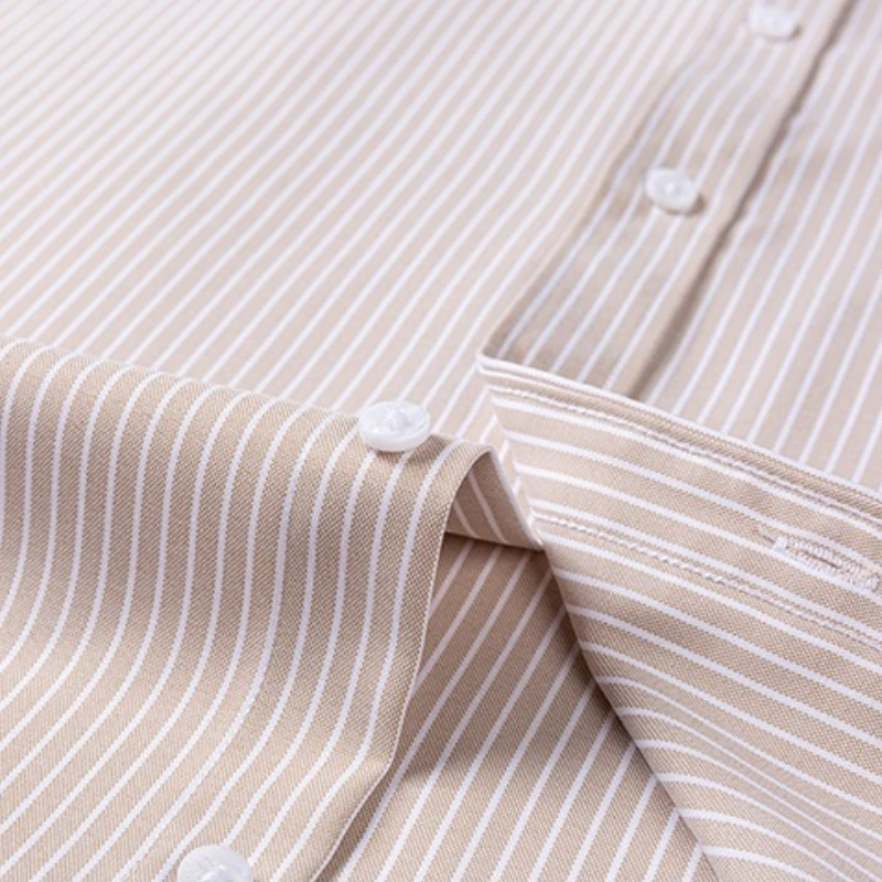100% Cotton Solid Color Classic Striped Shirt Men Long Sleeve Shirt Casual Business Formal Easy-care Long Sleeve Shirt for Men