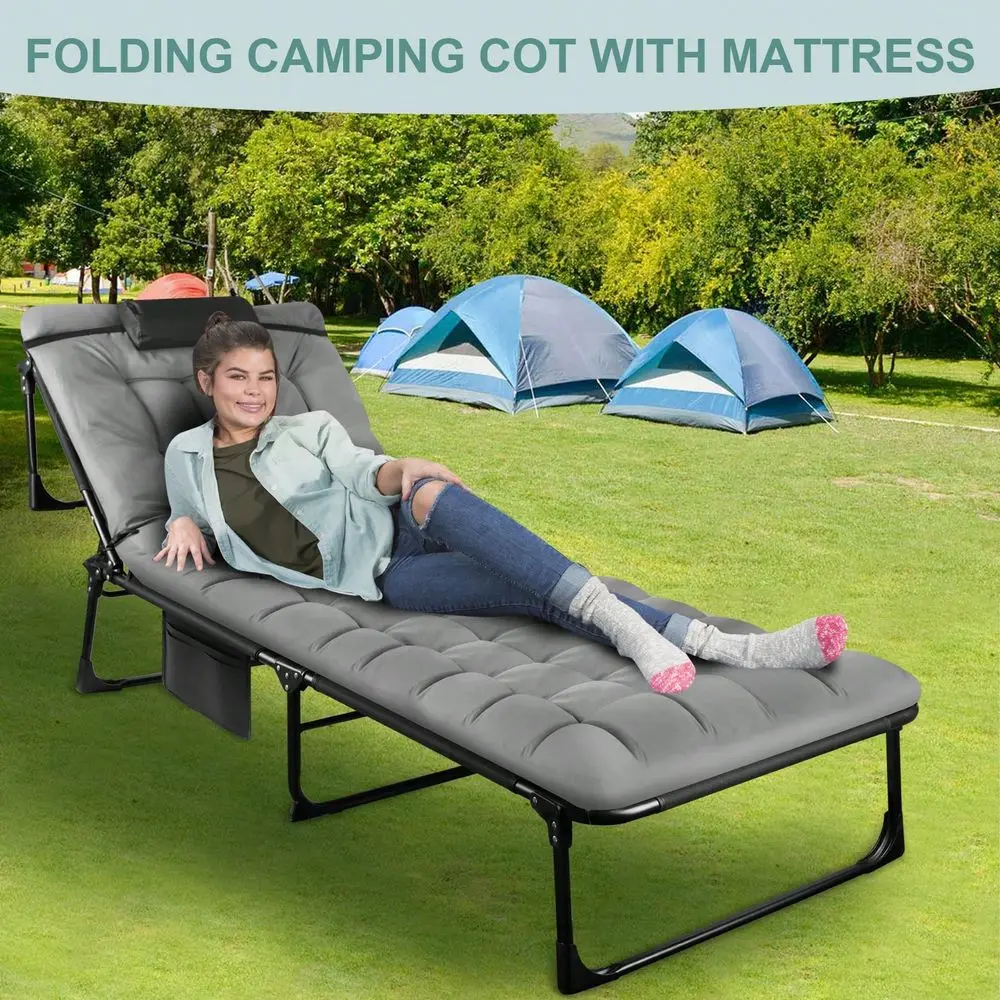 

Inches Folding Camping Cot With Removable Cot Mattress For Adults To 300lbs, Portable Foldable Guest Bed, Durable Bed With A