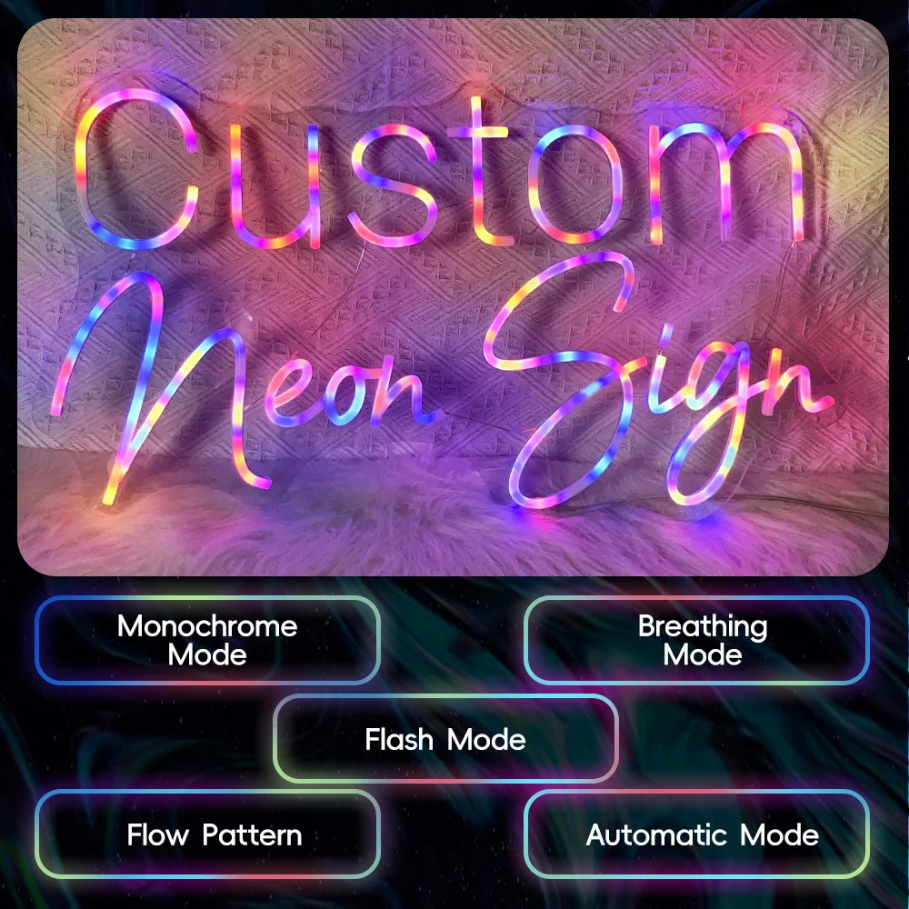 Colorful RGB Personalized Neon Sign Name Custom Neon Sign Children's Cool Bedroom Decorations Wedding Decoration Bar Led Lights
