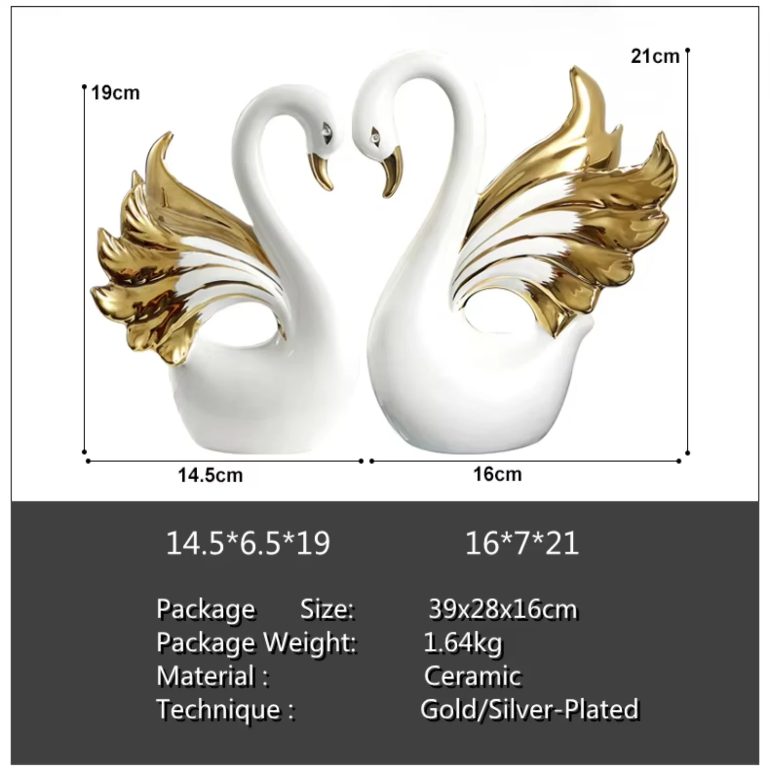 Swans couples luxury wedding Valentine gift modern Nordic  plated  Ornaments Swans Ceramic decorations for