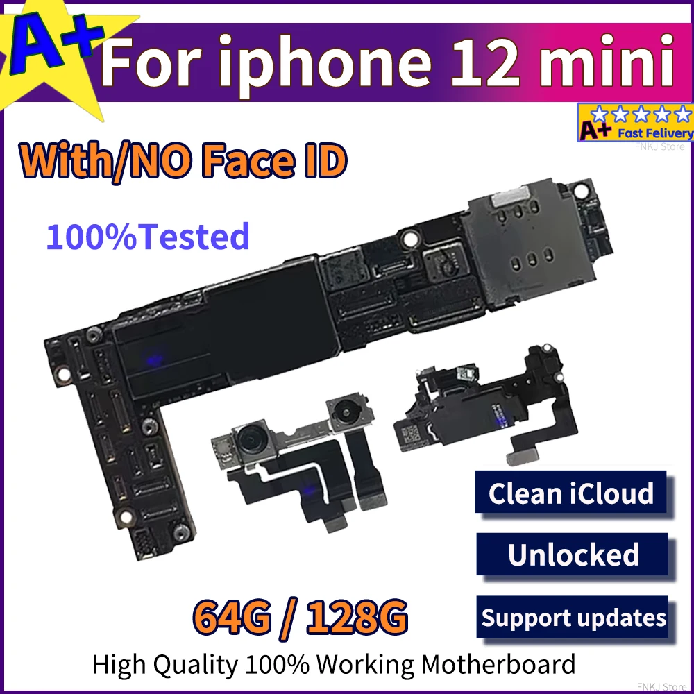 A+ Working Board For iPhone 12/12Pro/12 Pro Max Motherboard With Face ID Unlocked 256GB Logic Clean Free iCloud Tested Crazy Cow