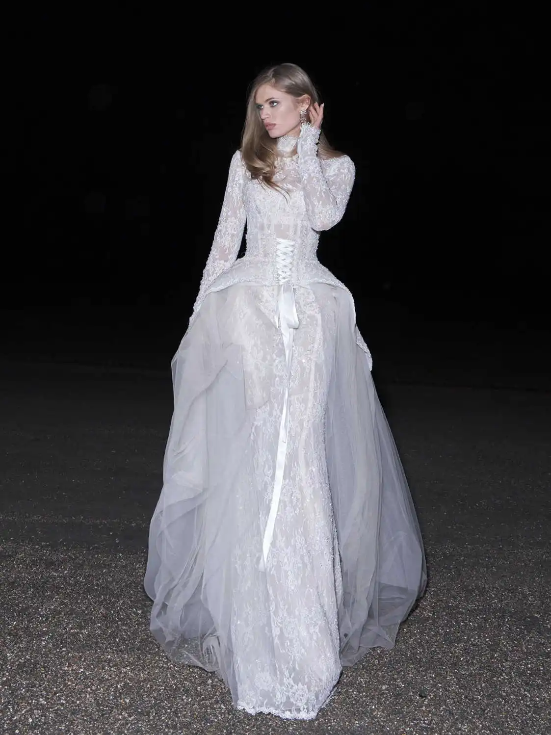 Glamorous Fashion Bridal Dresses Lace Mermaid Long Sleeve High Neck Detachable Ballgown Wedding Gown Formal Prom Dressed - view 6