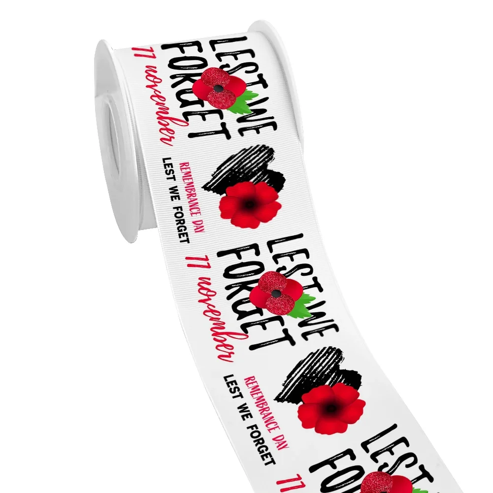 Lest We Forget Remembrance Day Pattern 10 Yards Cartoon Grosgrain Ribbon For DIY Girl Headwear Bows Satin Ribbon
