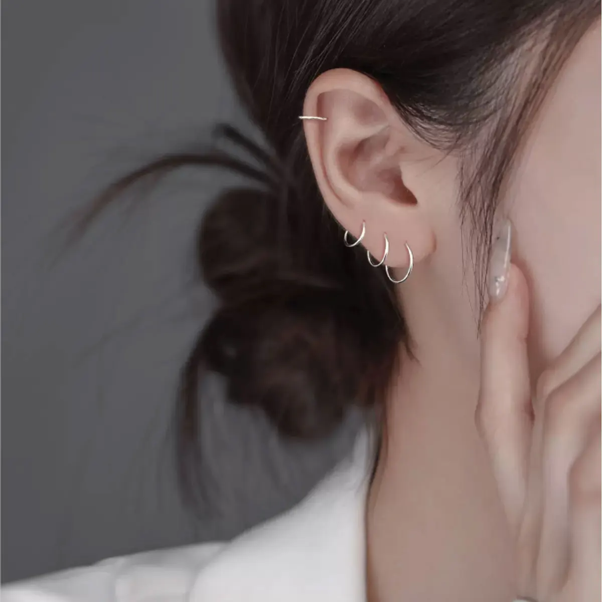 Anting-anting simpai perak Sterling (Wanita Pria gadis), anting-anting tulang rawan alergi, anting-anting Hoop kecil tanpa ujung