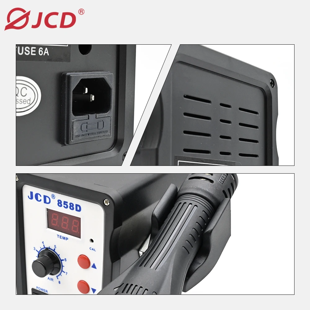 JCD Hot Air Gun 858D 2 in 1 Soldering Station 700W 110V 220V BGA Rework SMD SMT Welding Repair Tools Heat gun LCD Digital Solder