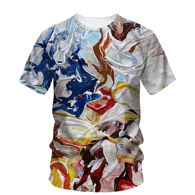 Fashion Cool Bohemian t shirt for men Summer Trend Casual Personality Street Graffiti Printed Round Neck Short Sleeve Tees Tops