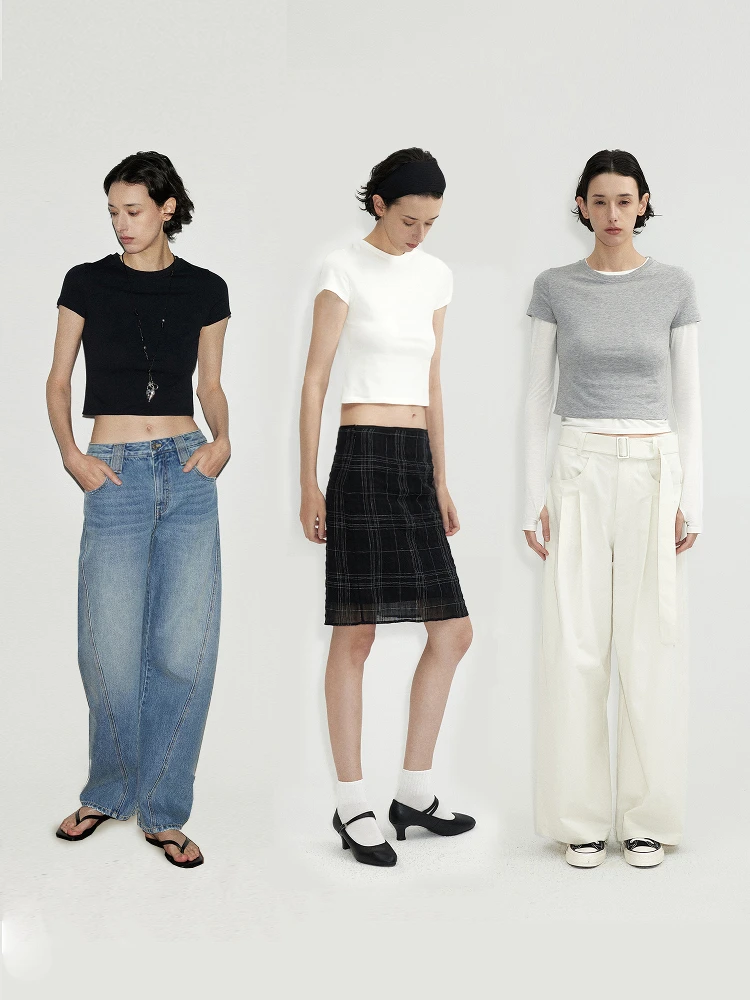 

Cleanfit High-End Silk Cotton Slim Fit round Ne ort Sve T-irt oulder Width Regular Length Summer Top