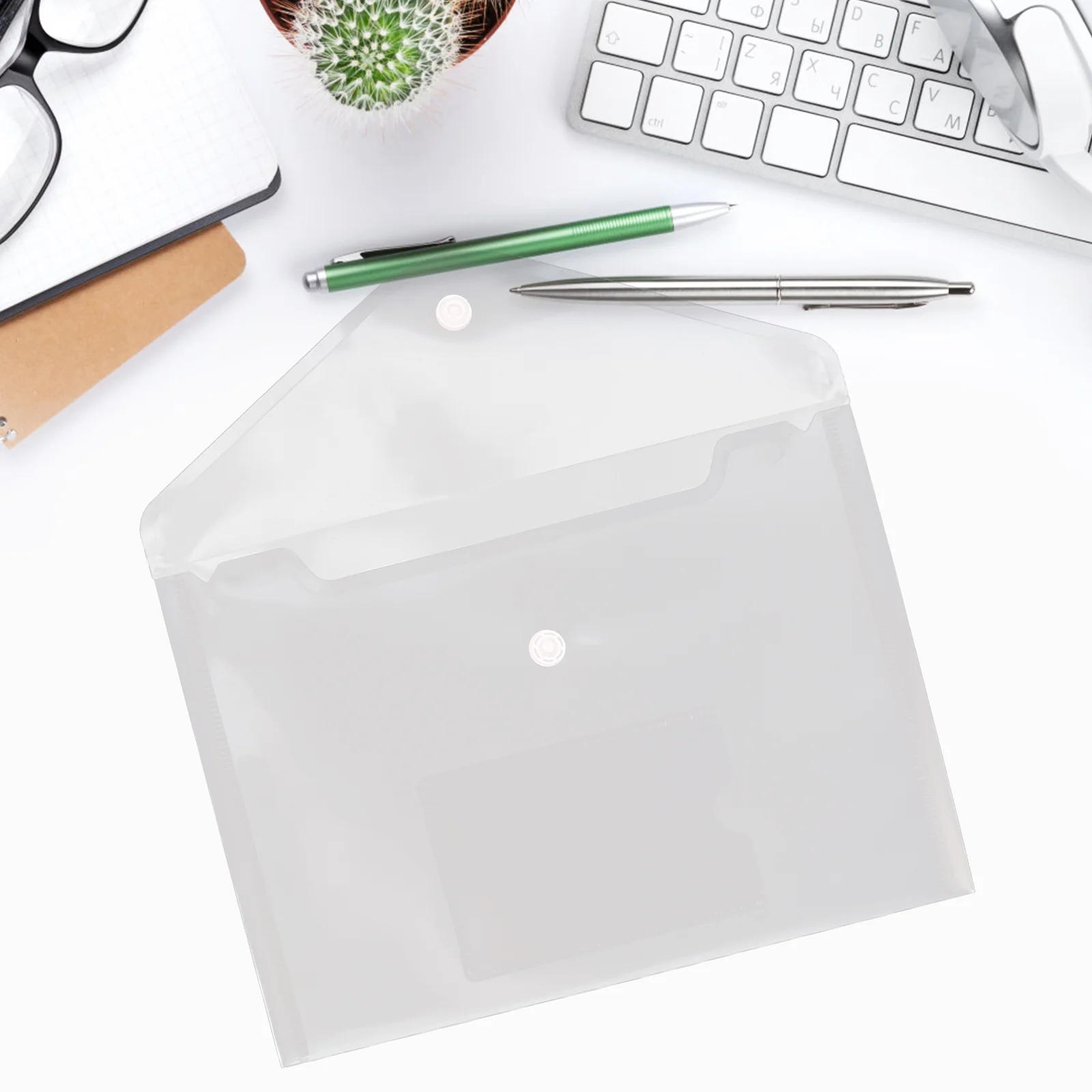 12 Pcs Button File Bag Envelopes Transparent Document Organizer Holder Invoices Pp Clear Zipper Pouches A5 Storage Office