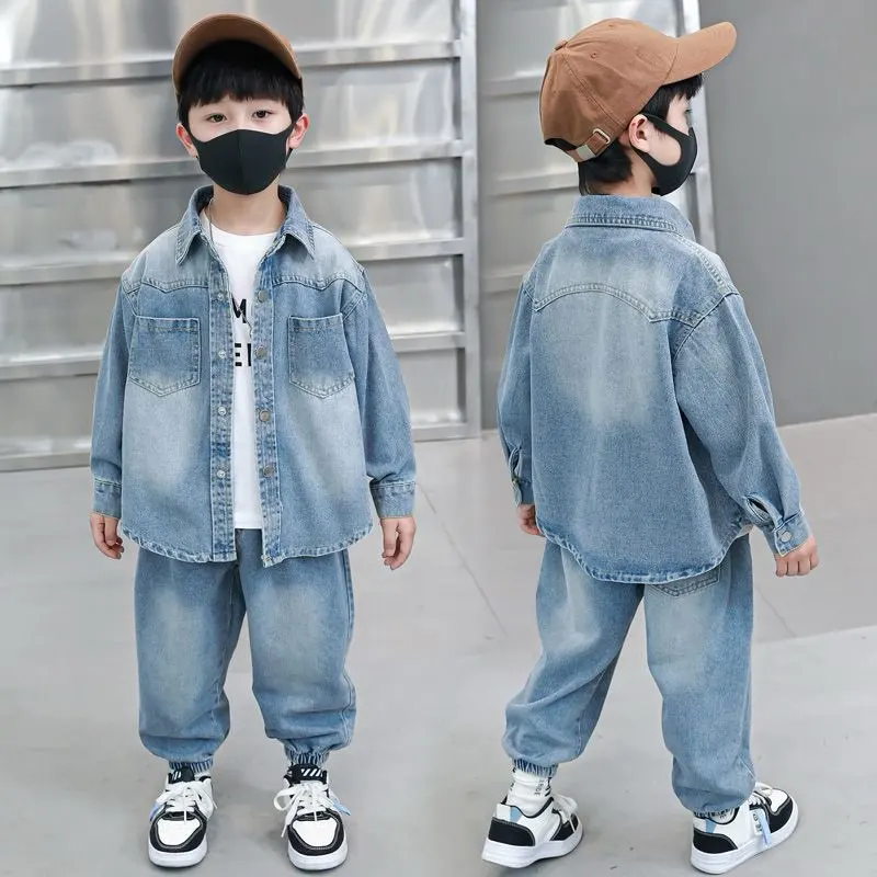 

Boys Clothing Set Spring Autumn Fashionable Children's Denim Shirt Casual Denim Pants Two-Piece Suit for Kids