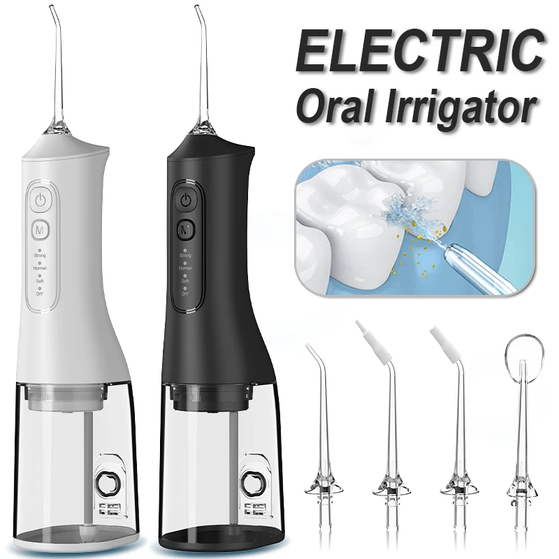 

Portable Oral Irrigator Water Flosser USB Rechargeable Dental Water Jet 300ML Water Tank Waterproof Teeth Cleaner For Oral Care
