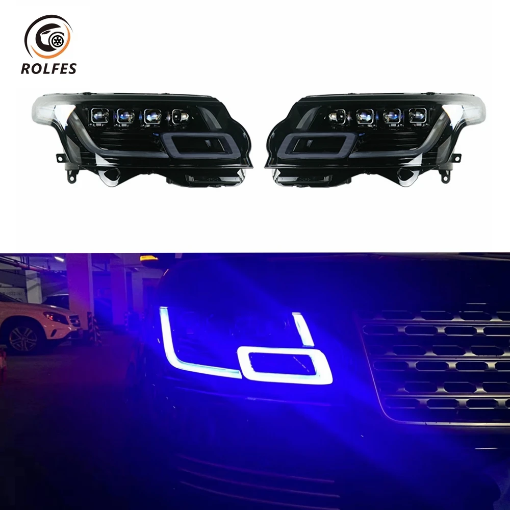 ROLFES 4 Lens Type LED Front Headlight For Land Rover Range Rover Vogue 2013-2017 L405 Upgrade To 2018 Head Lamp LH RH Side