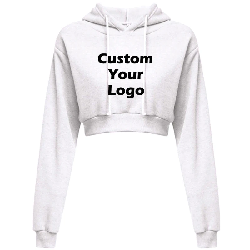 Fashion Design Custom Hoodie Your Logo Women Top Sport  Hooded Office Ladies Female Autumn Winter Printting Clothes Crop