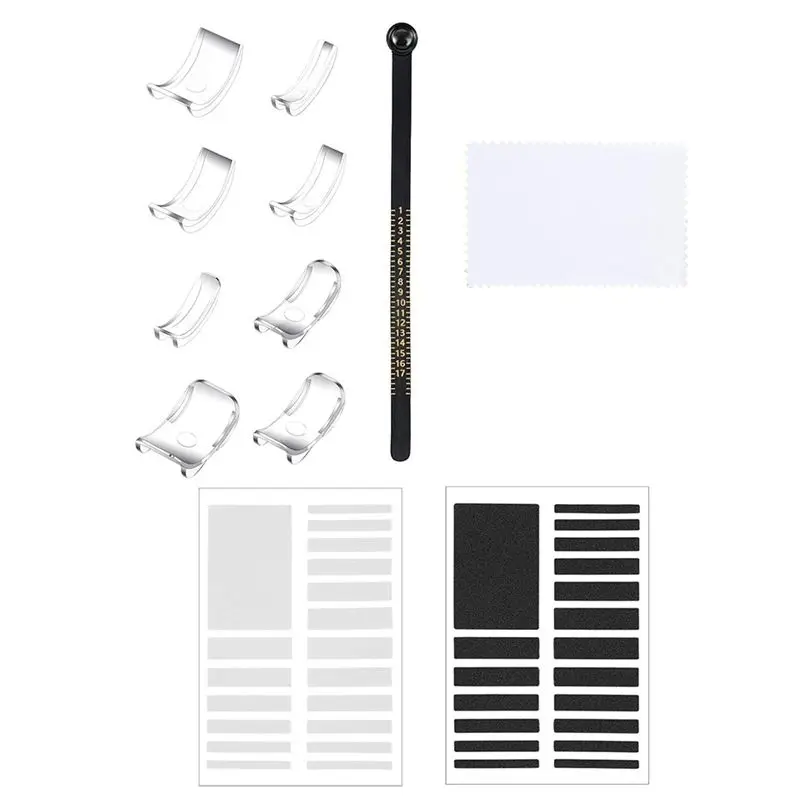 A32HOT-8 Pcs Ring-Size Adjuster For Loose Rings Transparent Invisible Ring Adapter Kit With Silverware Polishing Cloth