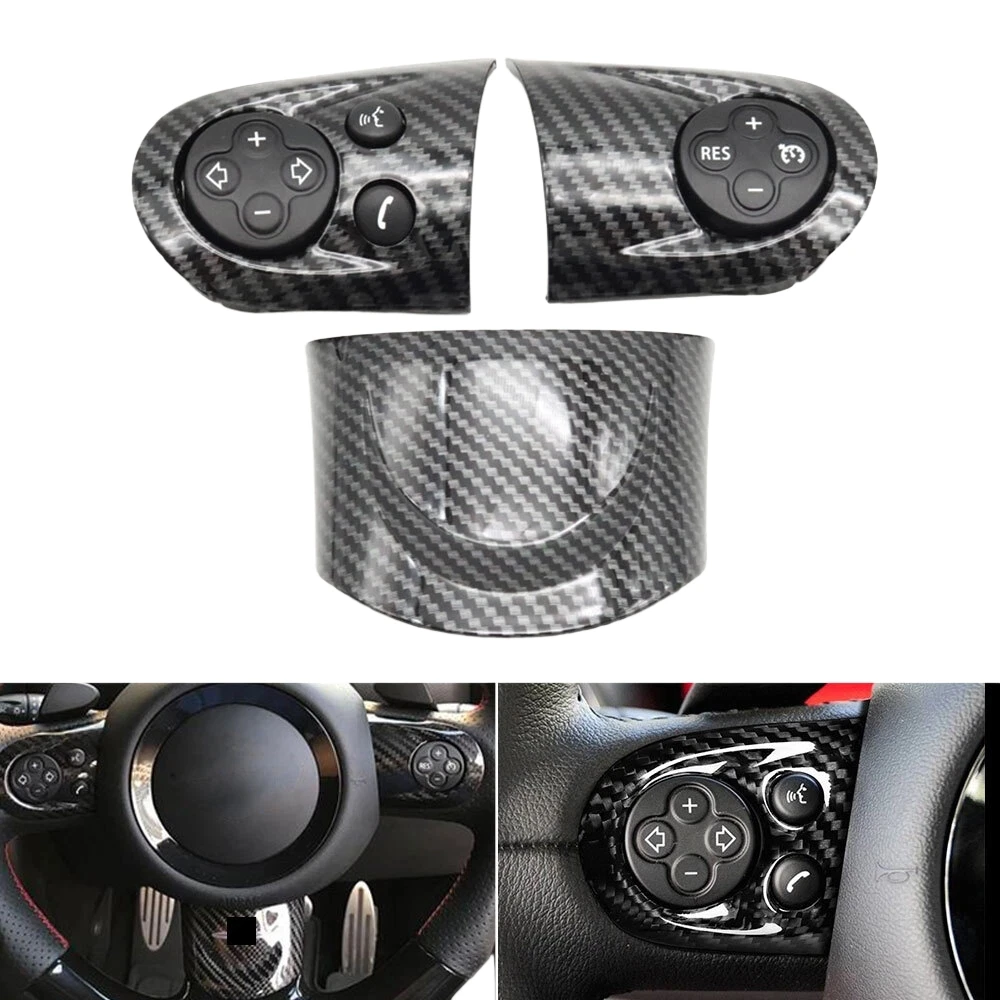 

Car Multifunction Steering Wheel Switch Button Cover For BMW MINI Cooper R55 R56 R57 R58 R59 R60 R61 2007 2008-2014 Carbon Fiber