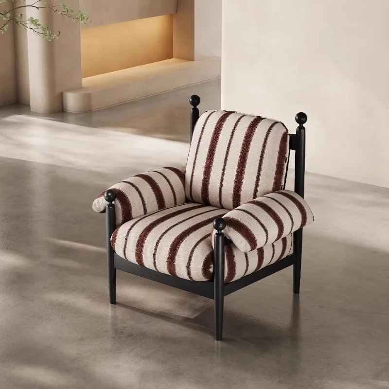 

American Internet celebrity antique solid wood leisure chair retro wabi sabi designer home living room single sofa recliner