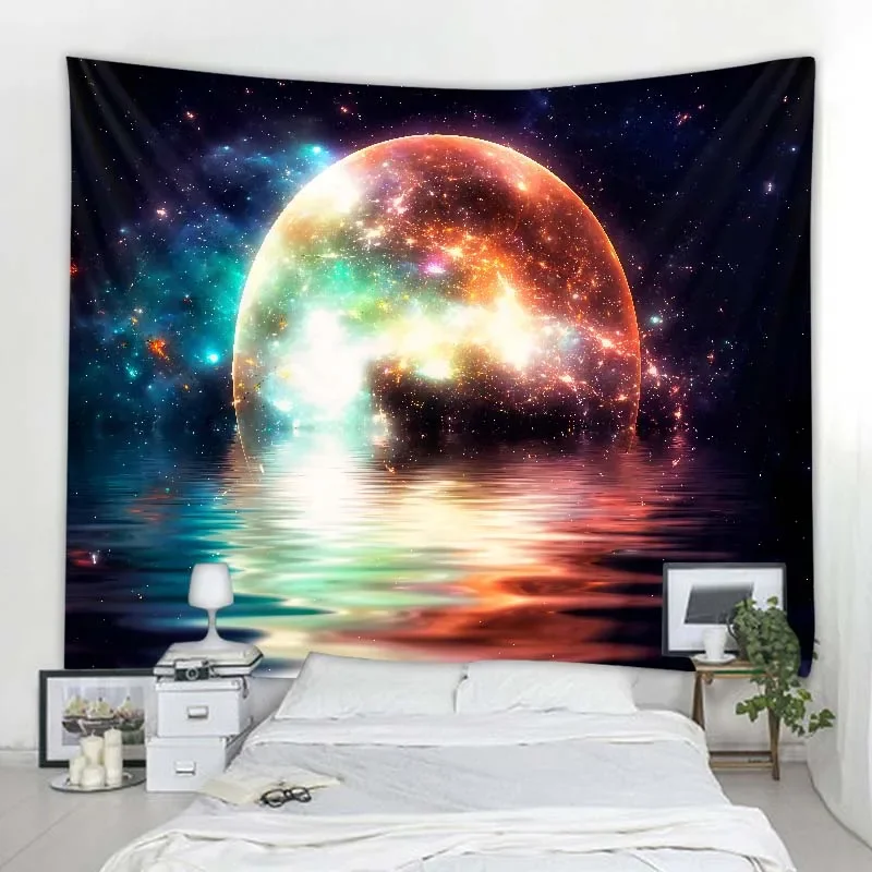 Starry print tapestry planet universe fantasy home decoration wall hanging boho aesthetic bedroom living room wall decoration