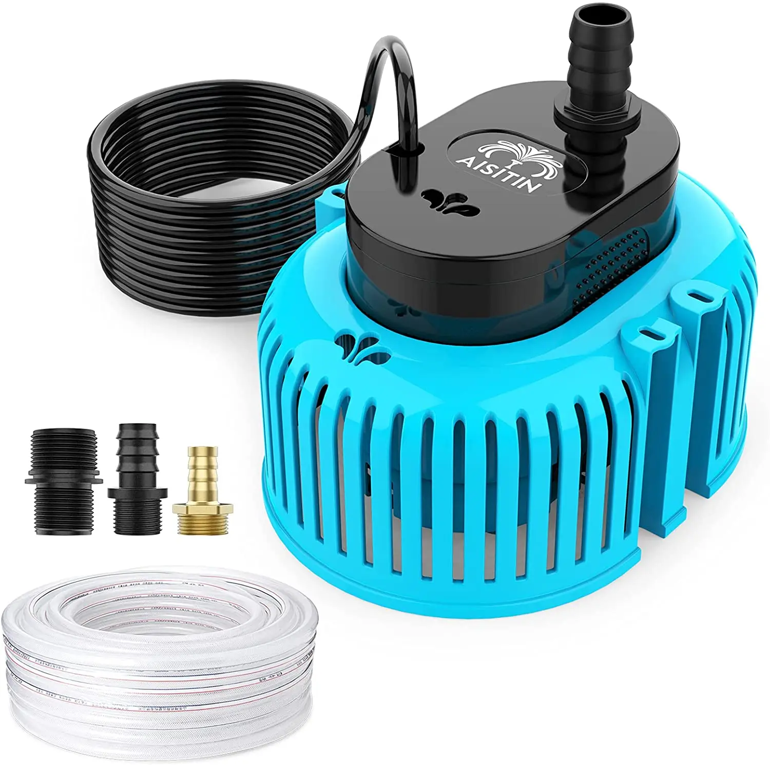 AISITIN 80W Pool Cover Pump, 850 GPH Above Ground Sump Pumps, Submersible Water Pump with 25' Power Cord and 3 Different Adapter