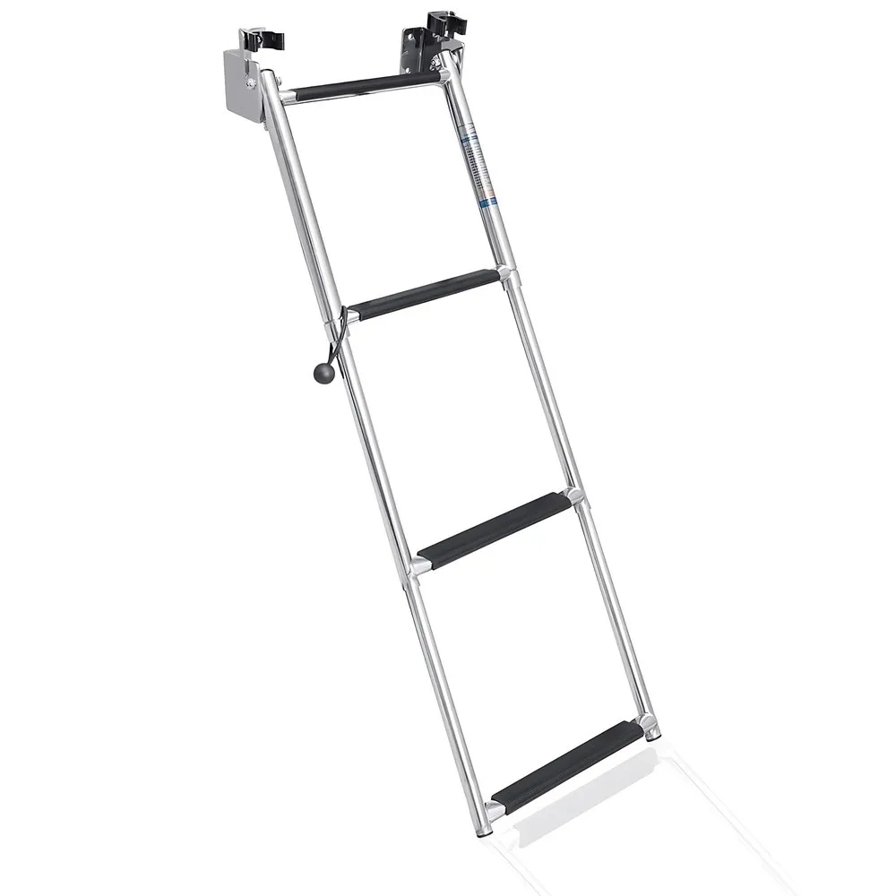 4 Step Telescoping Folding Transom Ladder Marine 304 Stainless Steel Boat Ladder Rear Entry Corrosion Resistant Non