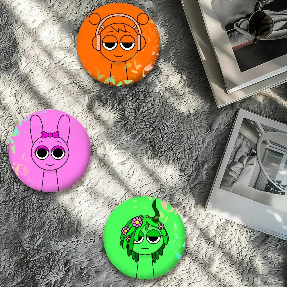 HOT Game S-Sprunki Laser Badge Creative Pins Brooch for Bag Clothes Hat Decor Gifts Fans Collect