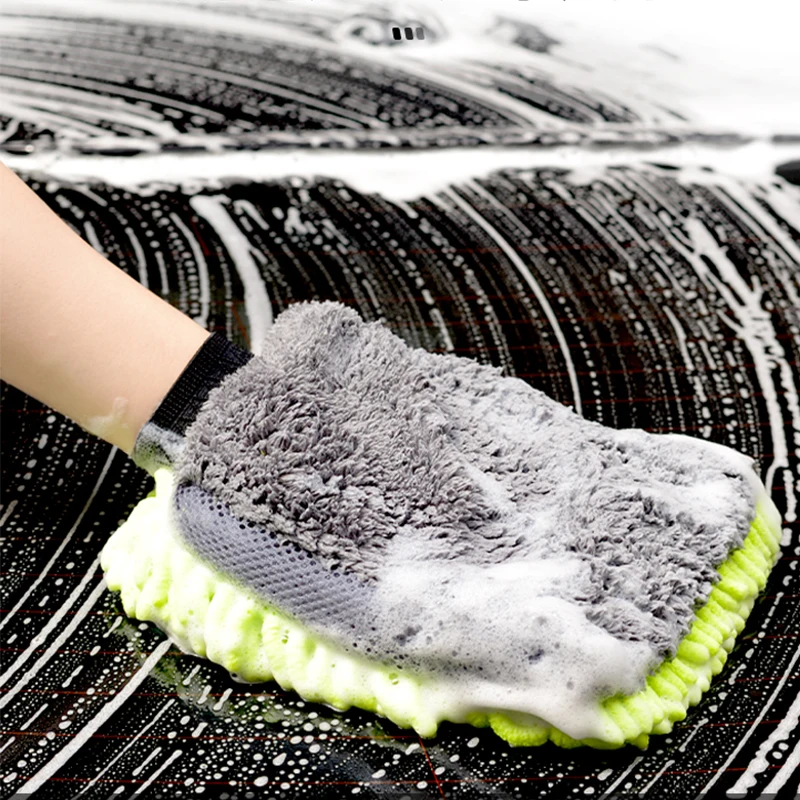 Car Premium Washing Gloves Waterproof Microfiber Chenille Gloves    Detailing Sponge Brush Auto Care Double-faced Glove