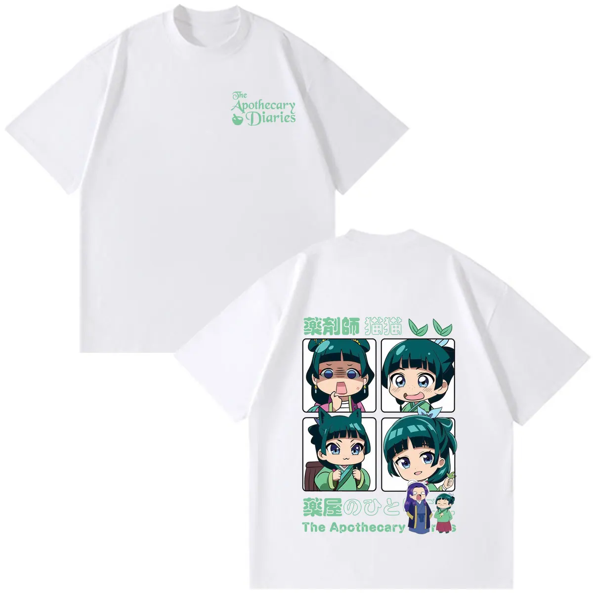 Anime The Apothecary Diaries Print Tee Men Women Fashion T-shirt Short-sleeved Loose Casual Cotton Oversized T-shirts Streetwear