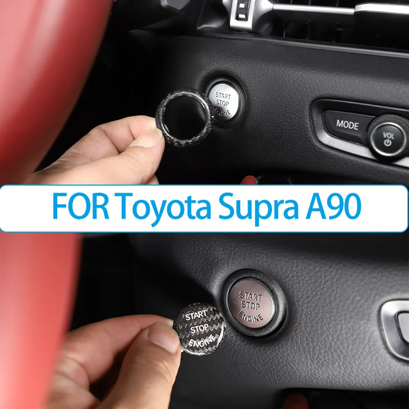 

For Toyota GR Supra MK5 A90 219-2022 Real Carbon Fiber Car Engine Stop Start Button Decoration Sticker Car Interior Accessories