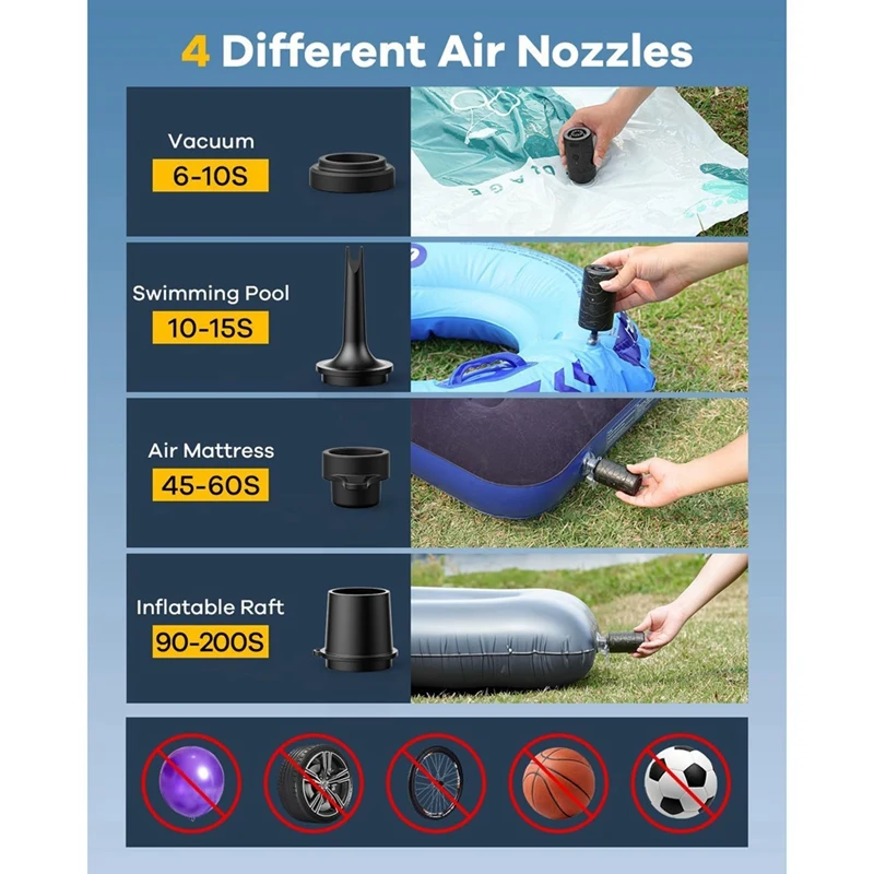 Mini Electric Air Pump For Inflatables Portable Air Mattress Pump Rechargeable Air Pump For Pool Floats Sleeping Pads