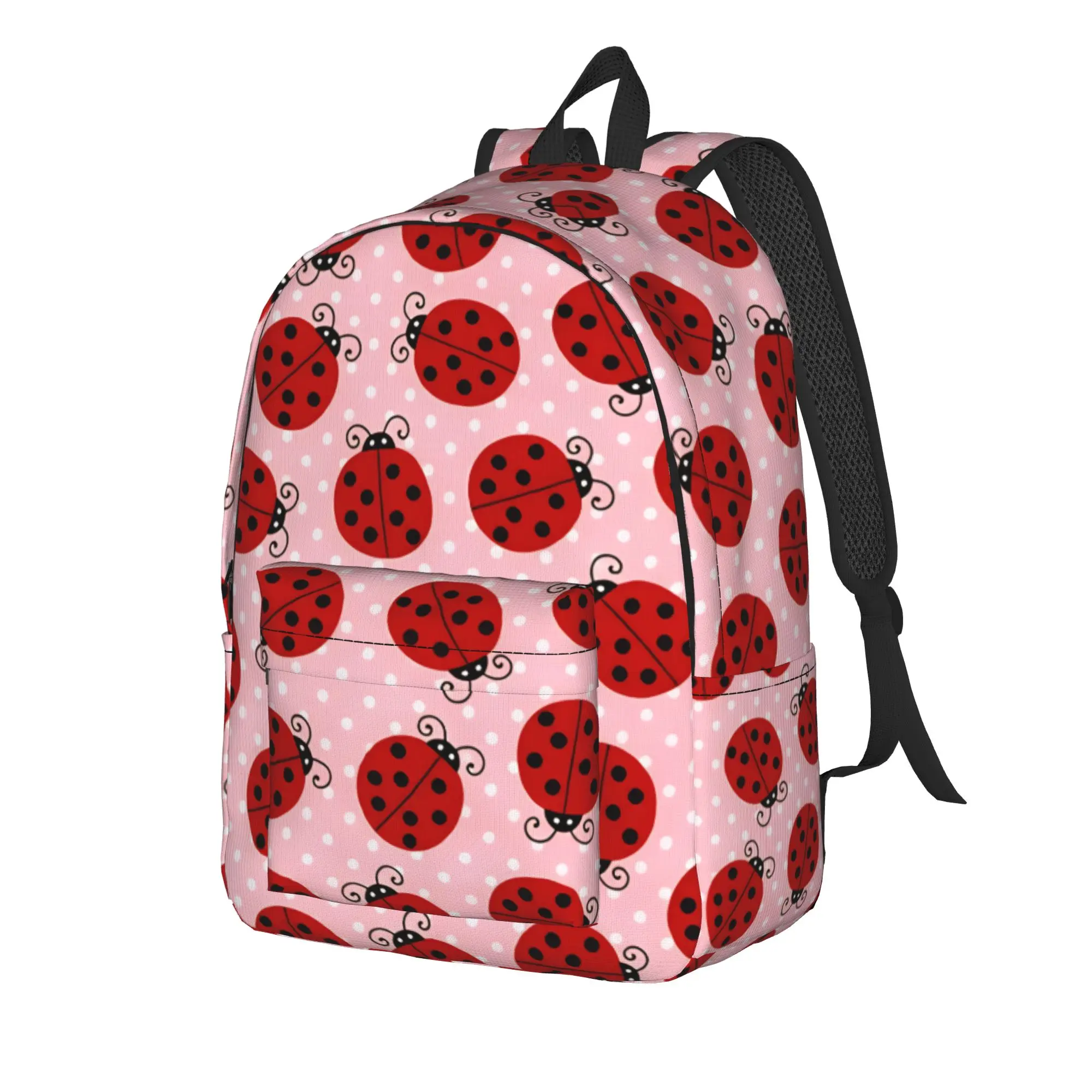 Ladybug Pink Polka Dot Backpack  College Backpacks Female Custom Print School Bags Cute Rucksack