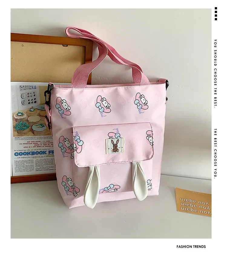 Baru Kawaii kartun Sanrio Anime Hello Kitty Melody Cinnamoroll Kuromi mahasiswa Tutoring tas tangan bahu wanita hadiah