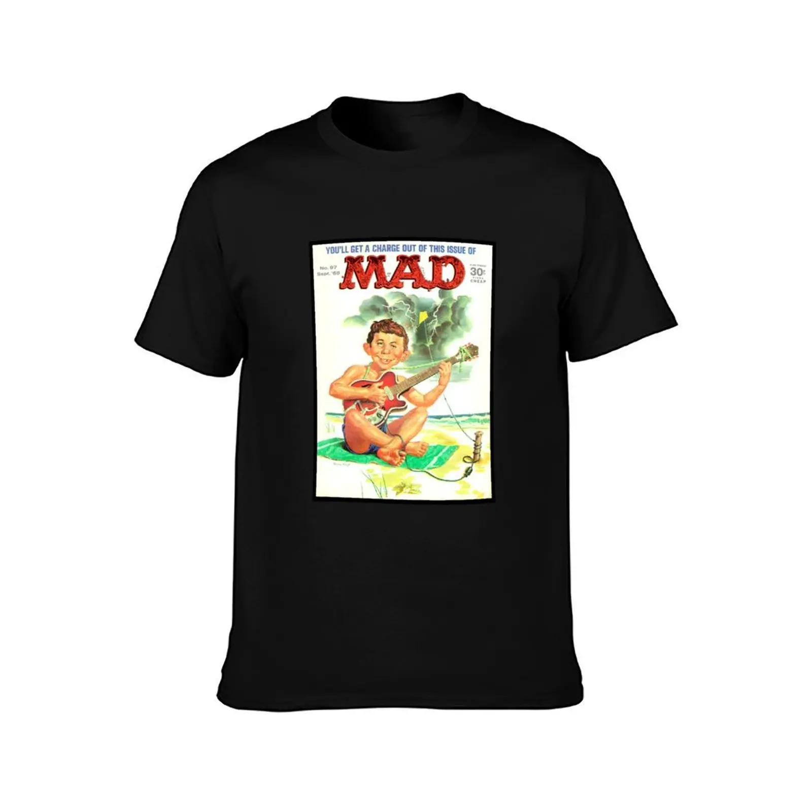 CLASSIC 1960'S MAD MAGAZINE COVER ART, GUITAR PLAYING NEUMAN! Men T Shirt t shirt man cotton