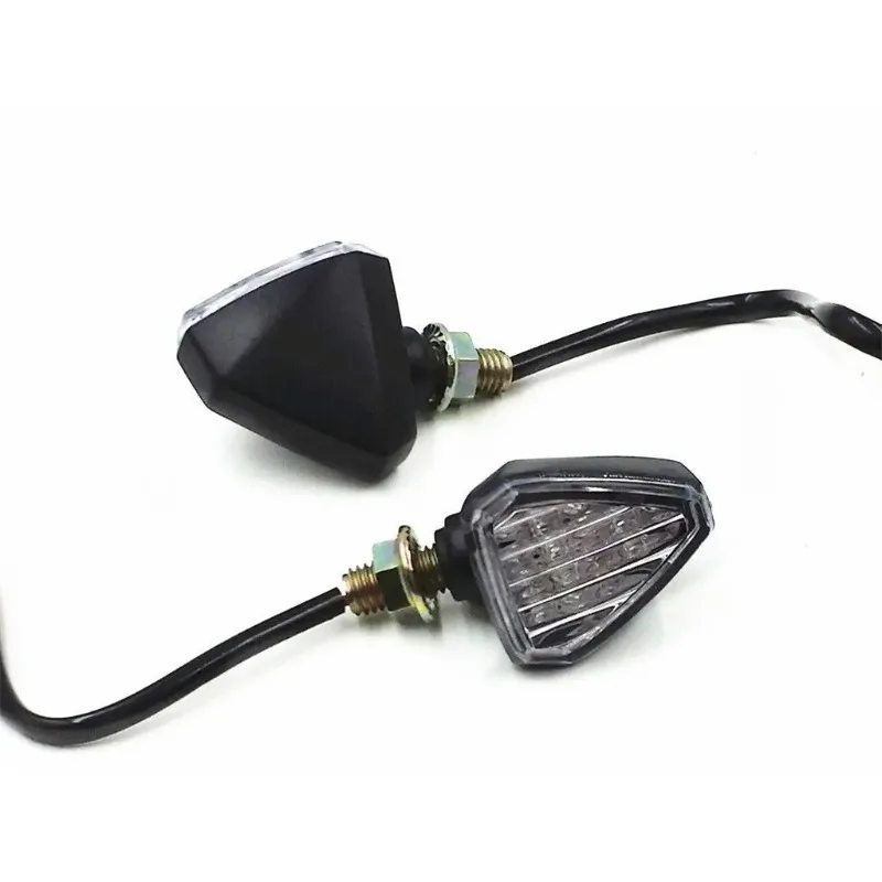 Black Triangle LED Turn Signal Light For Street Naked Dual Sport Bike ATV Custom