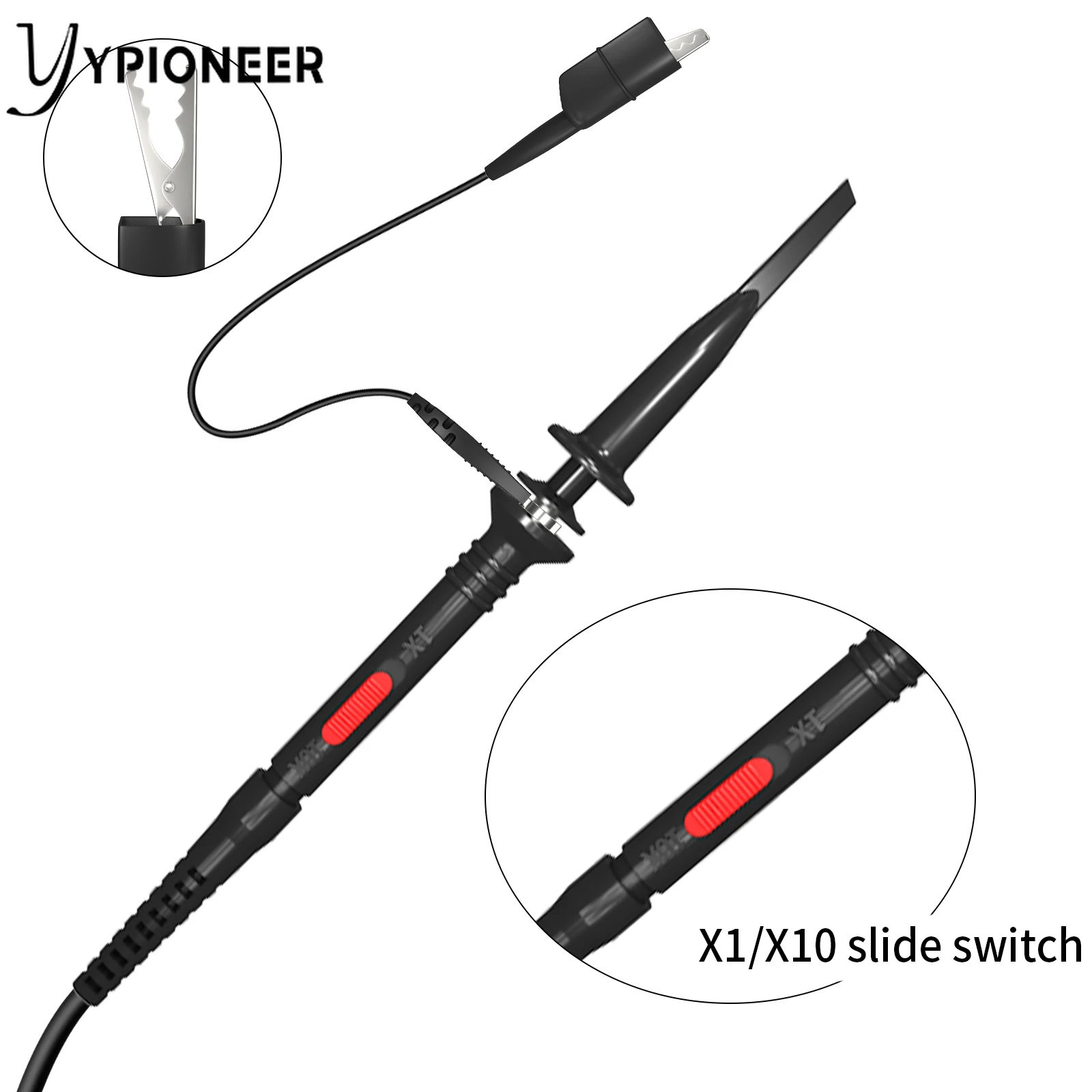 YPioneer P2200 2PCS Oscilloscope Probes 100Mhz 200Mhz X1/X10 Fully Insulated BNC End Probe with Accessories Kit