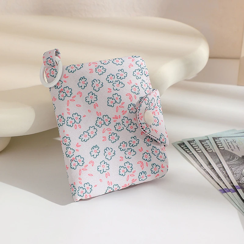 Cute Student Coin Purse para mulheres e meninas, carteira floral simples, mini titular do cartão, bolsa de armazenamento portátil pequena, presentes da moda