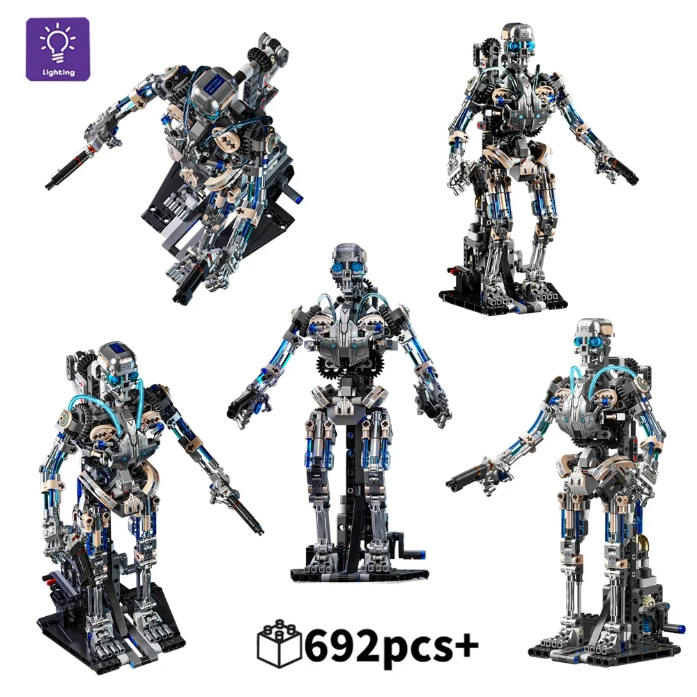 

692 шт., механический робот-скелет, строительные блоки, наборы с подсветкой, обучающие головоломки для подростков, кирпичи, игрушки, модель для мальчиков и взрослых, подарки