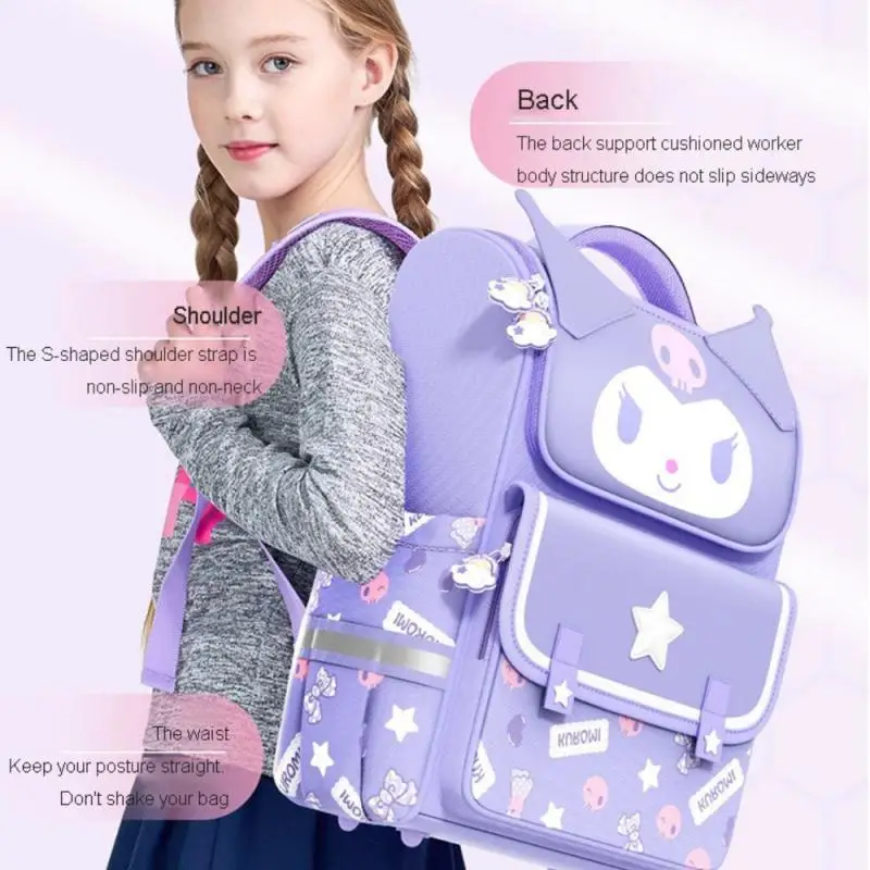 Kuromi Children's Backpack Anime Cartoon Cinnamoroll High Capacity Backpack Kawaii Kt Cat Grades 1-6 Student Backpack Girl Gift