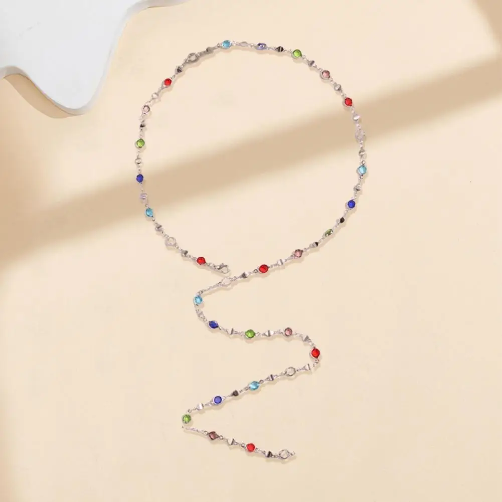 Colorful Faux Pendant Women Faux Necklace Colorful Faux Necklace Adjustable Length Long Clavicle Jewelry V Neck Prom for Women