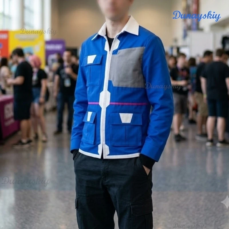 Cosplays Anime Cyber D 2026 Netrunner Cosplay Set – Men's Blue Punk Coat Jacket + Wig Halloween Anime Outfit S2 Style