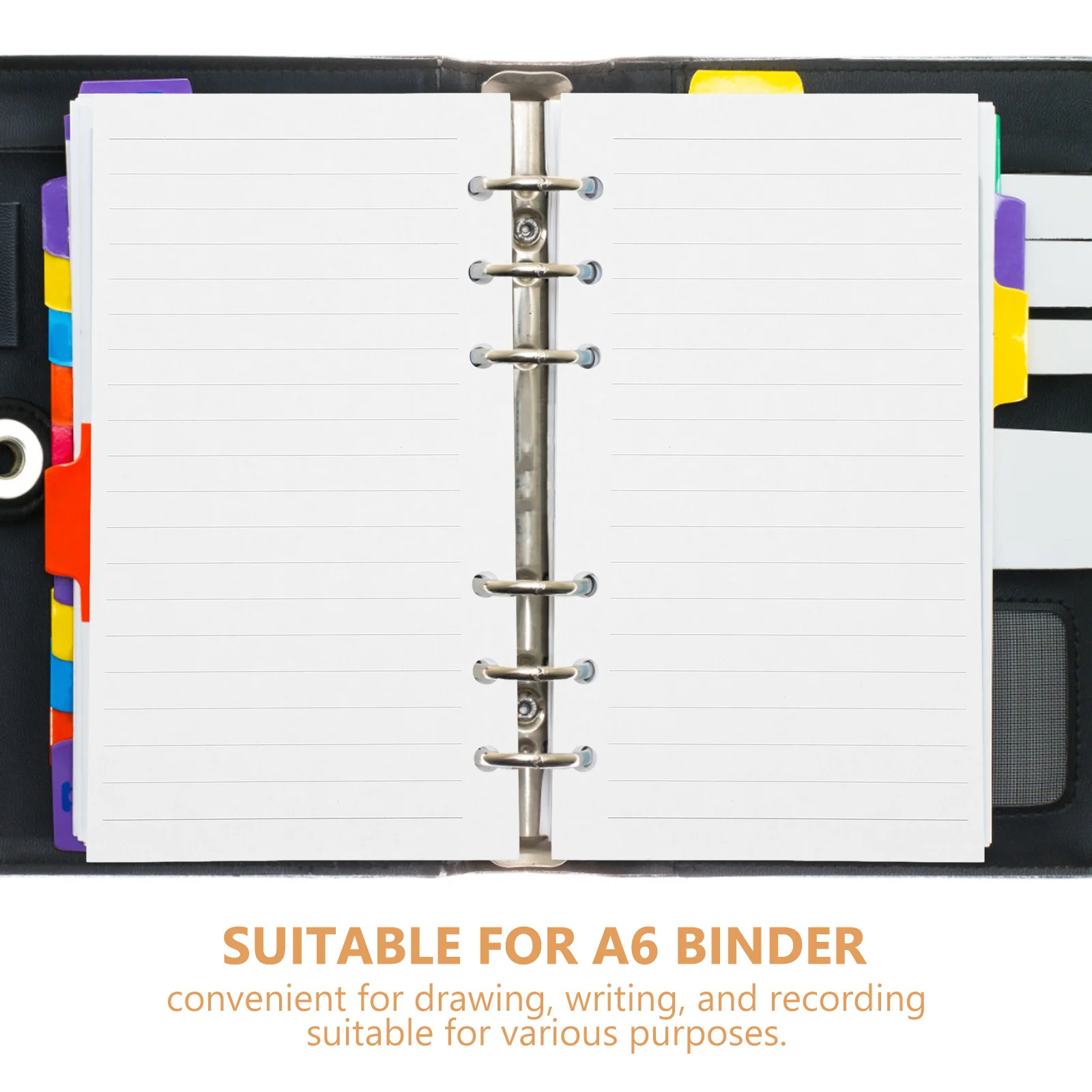 

45 Sheets A6 6-Hole Binder Paper Refill Smooth Lined and Grid Loose Leaf Notebook Paper for Office School Journal