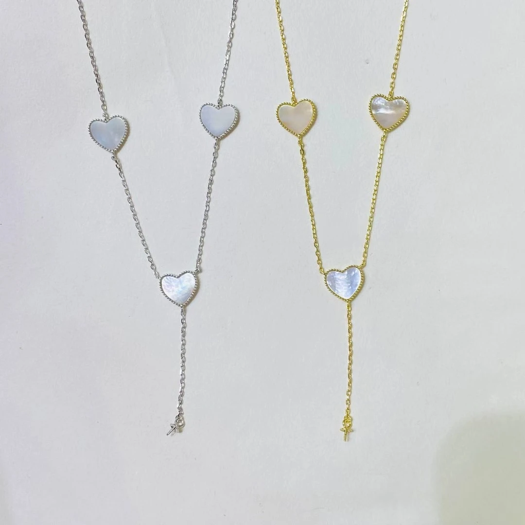 

Ожерелье из стерлингового серебра 925 пробы в форме сердца, фурнитура для ювелирных изделий, крепления, детали, крепления для жемчужных камней 7-10 мм