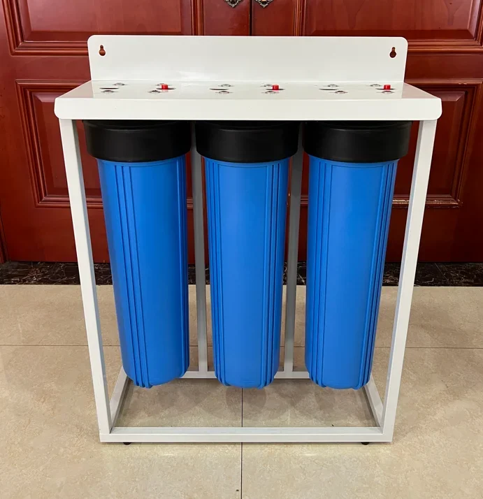 Casa inteira 20 polegadas PP + CTO + UDF Pré Filtração Jumbo Purificador de água Carcaça de três estágios Filtro de água pré-filtro triplo