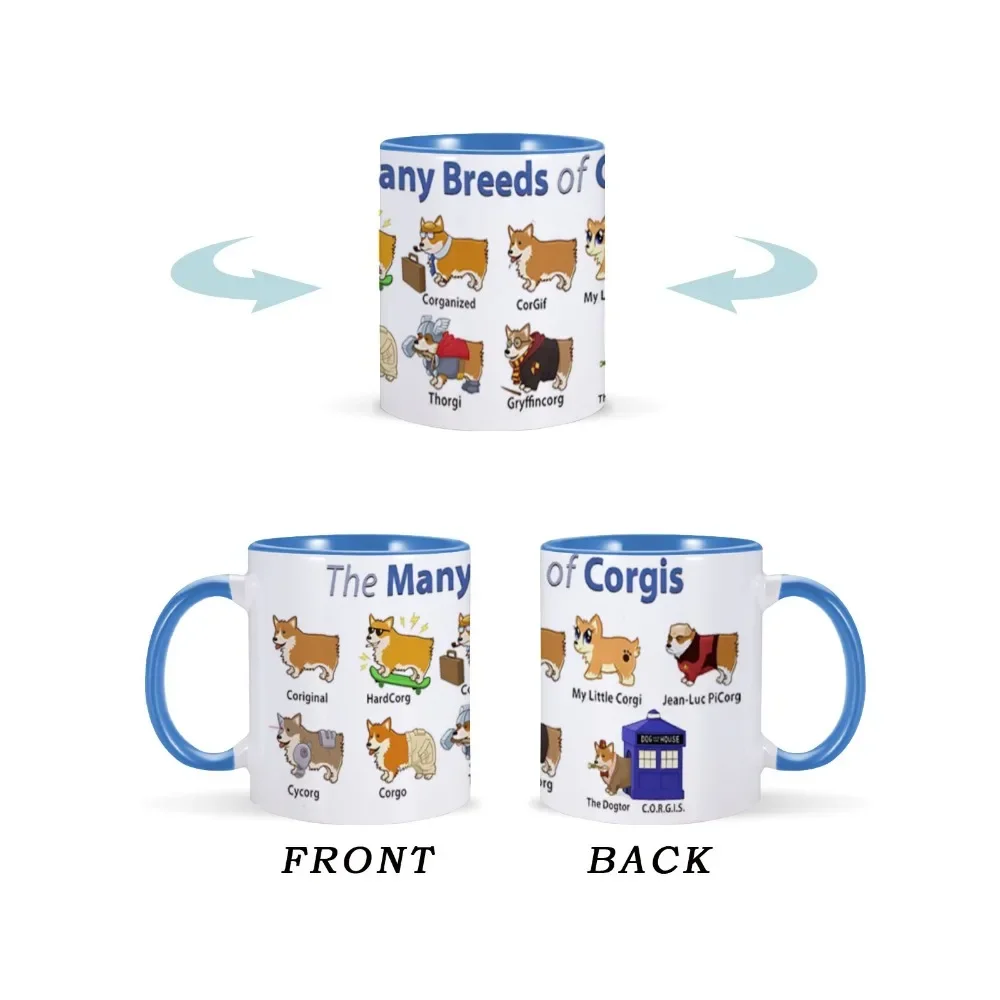 Cute Coffee Mug for Corgi Owner Pet Lovers The Many Breeds Of Corgis Water Tea Cup Gift 11 oz Ceramics Office Home Drinkware